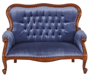 Samt Sofa Antik Couch Samt Mahagoni Sitzbank Vintage Samtsofa Polstercouch Holz - Bild 1 von 5