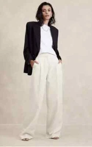 Banana Republic Tencel-Linen Wide-Leg Pleated Trouser Pants CREAM SIZE 6 #445928 - Picture 1 of 3