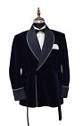 Men Navy Blue Smoking Jacket Designer Elegant Luxury Party Wear Blazer Coat