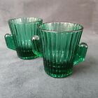 2 Libbey Cactus Shaped Shot Glass Toothpick Holder Dark Green Ribbed 1 oz New 