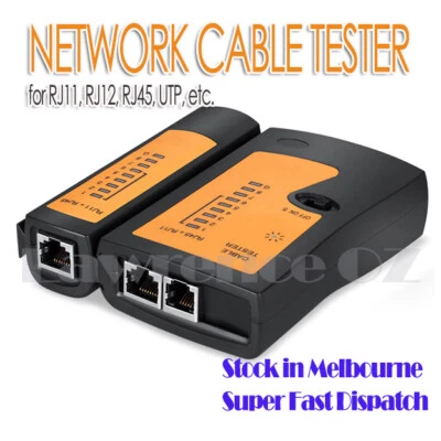 PROBADOR DE CABLE LAN LÍNEA TELEFÓNICA DE RED para RJ11 RJ12 RJ45 UTP STP CAT5 6 6a 7 8 NEGRO Foto 1 de 2