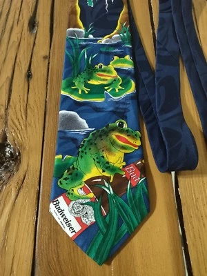 Corbata de cuello vintage para hombre publicidad cerveza rana Anheuser-Busch Budweiser 1996 Foto 1 de 4