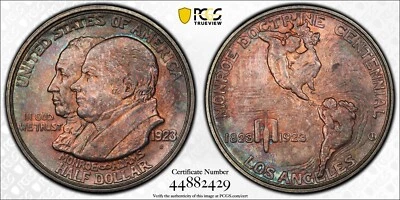 1923-S Monroe Silver Half Dollar Spectacular Toning - Image 1 of 3