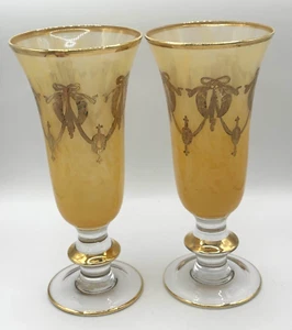 ARTE ITALICA Glas Italien Medici 24K gelb Paar Kelch um 70er Jahre - Bild 1 von 7