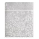 Anne de Solene Paris Muse Queen Flat Sheet Floral 100% Cotton Sateen Gray 300 TC