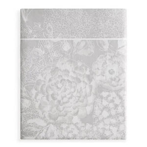 Anne de Solene Paris Muse Queen Flat Sheet Floral 100% Cotton Sateen Gray 300 TC - Picture 1 of 3