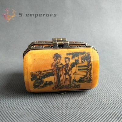 Старый китайский бык ручной работы цветок узор ювелирная шкатулка - Изображение 1 из 4