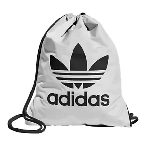 Mochila Adidas Originales Trébol Forrada con Cordón Blanco/Negro Talla 17x13.5" - Imagen 1 de 9