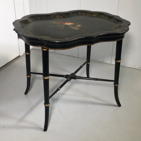 Vintage English Hand Painted Tole Tray Top Coffee Table Cover