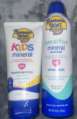Banana Boat SENSITIVE SPF 50 Mineral Sunscreen 6oz Expires 08/2026 (lot Of 2) - Image 1 of 2