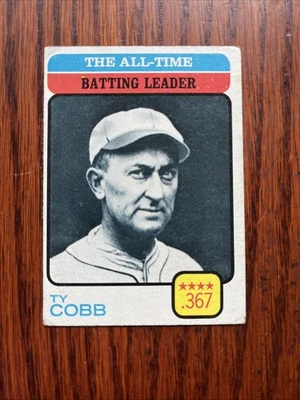 1973 年 Topps #475 Ty Cobb,历史击球领袖,底特律老虎队名人堂 — 第 1/2 张图片