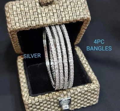 Designer AD CZ Indian Ethnic Wedding Silver Plated Bollywood Bridal 2'6... - Immagine 1 di 4