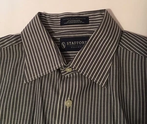Stafford Dress Shirt Size 16 Long Sleeve Blue and White Striped - Picture 1 of 4