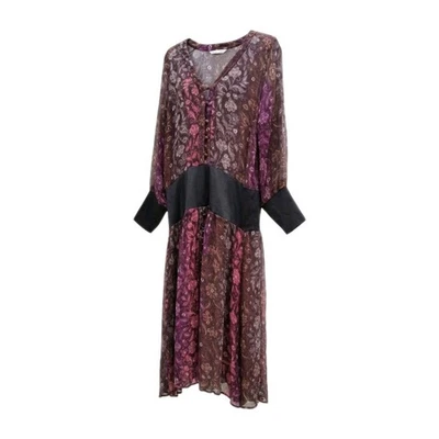 Carolyn Taylor Vtg Y2K Sheer Silk Floral Midi Dress 10 S Black Knit Cuff & Waist - Image 1 of 4