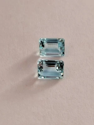 1.70 Karat Natürlicher Smaragd Schliff Aquamarin Paar Oktagon Lose Edelsteine - Bild 1 von 4