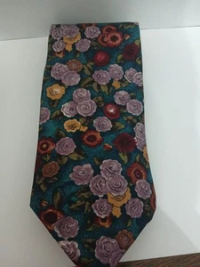 Peacocks Floral Patterned Silk Neck Tie - Picture 1 of 3