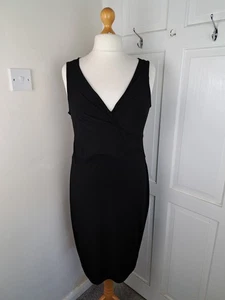 PEPPERBERRY Black Stretch V Neck Sleeveless Dress Size 14 Curvy-Really Curvy - Picture 1 of 6
