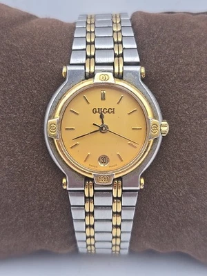 GUCCI 9000L Two Tone 26mm Date Dial Swiss Quartz Women's Wristwatch - Image 1 of 4
