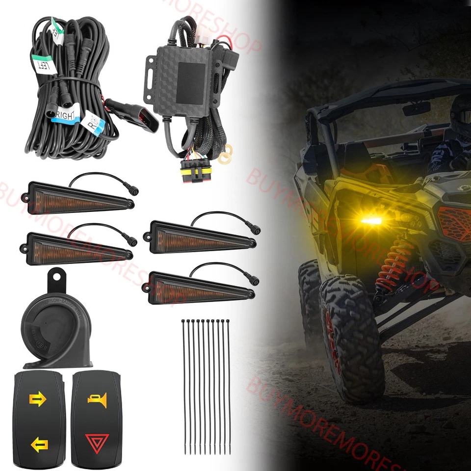 Kit de luces de señal de giro UTV con bocina legal para calle Polaris Can-Am Honda ATV SXS Foto 1 de 4