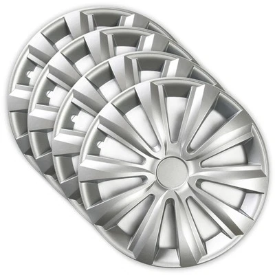 Set 4 Copricerchi 16 Pollici Delta Coppe Ruota Grigie Universali per Skoda - Immagine 1 di 4