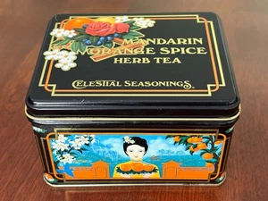 Vtg 1982 Celestial Seasonings  Mandarin Orange Spice Herb Tea Tin Empty - Picture 1 of 9