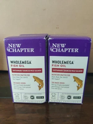 4 Off New Chapter Wholemega Fish Oil Wild Salmon 60ct Exp 01/04/2026 - Image 1 of 3