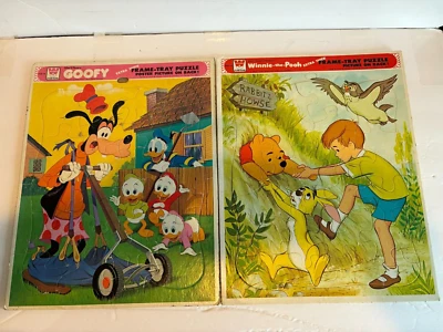 Vintage Whitman Winnie The Pooh & Goofy Card Board Puzzle 1979 - Image 1 of 4