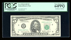 DBR 1985 $5 FRN St. Louis Fr. 1978-H PCGS 64 PPQ Serial H83148071A - Picture 1 of 2