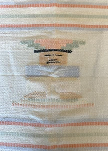 Vtg Native American Symbols Woven Southwest Serape Fringe Tablecloth 72" X 45" - Picture 1 of 6