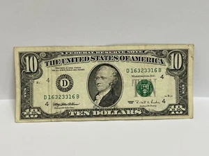 $10 Dollar Bill Note 1995 series Small face Cleveland D 16323316 B - Picture 1 of 3