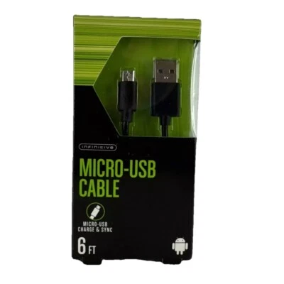 Cable de sincronización cargador de datos micro USB para teléfono celular Android Tablet PC 6 pies Foto 1 de 4