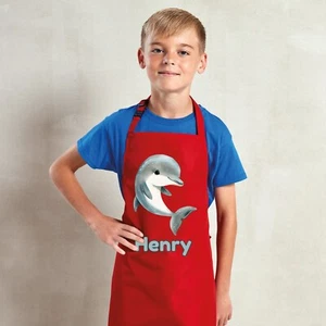 Personalised Any Name Dolphin Waterproof Kids Apron. Craft, Bake, Cook. Boy Girl - Picture 1 of 12