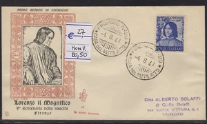 1949 First Day Cover Venetia Lorenzo Il Magnifico - Picture 1 of 1