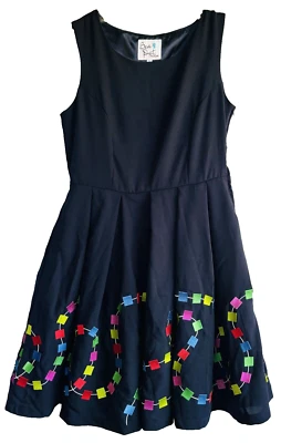 Bea Dot by Modcloth Blue dress Embroidered Lined Size M - Image 1 of 4