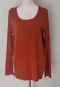 New Directions Rust Color Long Sleeve Pullover Tunic Side Slits, Cotton Med NWT - Picture 1 of 8
