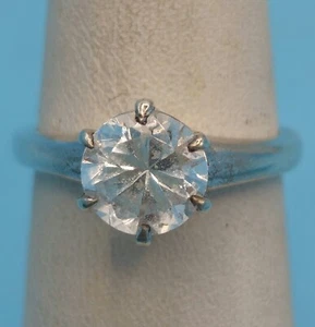 Engagement Ring Sterlung Silver, Round 6mm Cubic Zirconia Ring size 5.25 w/ Box - Picture 1 of 14