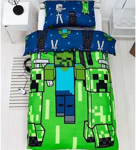 Juego de ropa de cama reversible de cubierta de edredón individual Minecraft Creeps - Imagen 1 de 5