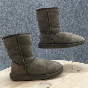 UGG Australia Boots Womens 5 Classic Short Win 5825 Gray Suede Sheepskin Pull On - Picture 1 of 12
