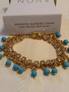 AVON 2014 perfekt gemischtes Ketten- und Perlenarmband mit Kristall und Türkis Neu im Karton - Bild 1 von 1