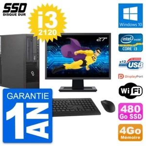 PC Fujitsu E700 E90+Dt Pantalla 27" Core i3-2120 RAM 4Go GB 480Go Windows 10 Wi - Imagen 1 de 3