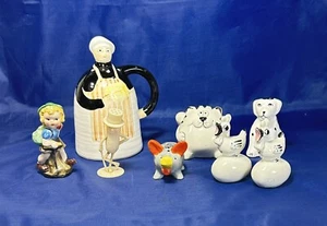 Vintage Mix Set Salz Pfefferstreuer 6 Einzeln 1 Set Tiere Mädchen Erdnuss Mann usw. - Bild 1 von 12