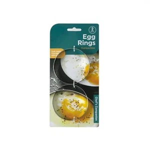 2x Stainless Steel Egg Rings Round Omelette Pancake Pan BBQ Fry Baking Cook - Picture 1 of 1