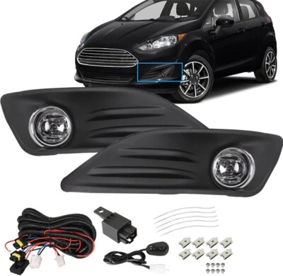 For 2014 2015 2016 2017 2018 Ford Fiesta Fog Lights Bumper Lamps Kit Clear Lens - Image 1 of 4