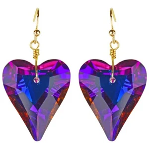 Pendientes Kirks Folly Afrodita Amor Cristal Corazón Alambre Francés GT Mystic Iridis - Imagen 1 de 3