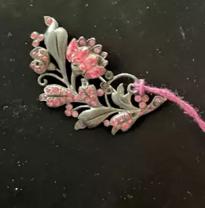 Broche de flores con pedrería rosa - Prendedor brillante inspirado elegante - Imagen 1 de 3