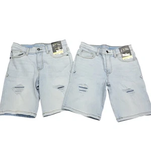 Art Class Set of 2 Boys Destructed Bermuda Jean Shorts Size Medium 8 Blue - Picture 1 of 12