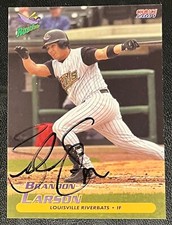 Brandon Larson hand signed 2001 Choice Louisville Bats Cincinnati Reds