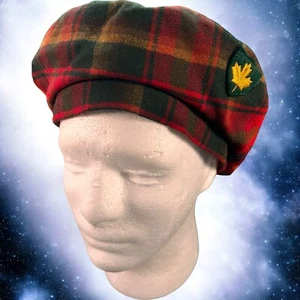 Biltmore Maple Leaf Tartan Baskenmütze Tam Canada kariert Goldfutter schwarz Bommel - Bild 1 von 10