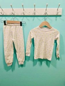 Pima Cotton Toddler Long Sleeve Snug Fit Pajama Set Yellow Stars 4T Sammy+Nat - Picture 1 of 5