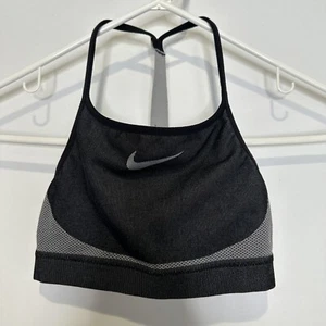Nike Sports Bra Top Girls Large Bralette Racer Back Black Gray Run Gym - Picture 1 of 9